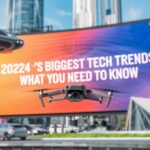 a drone flying over a large billboard