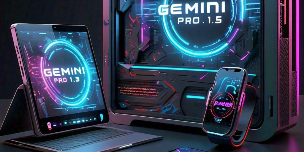 Gemini pro 1.5 AI all system a laptop and a smart watch as Gemini pro 1.5