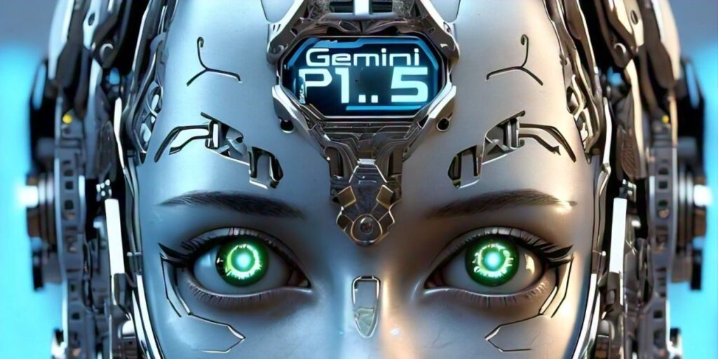 a close up of a robot's face as Gemini pro 1.5